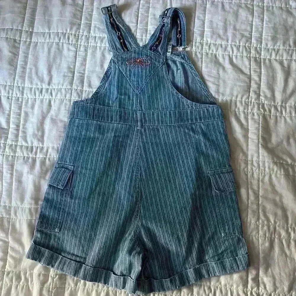 Vintage 90s‎ tweety bird overalls youth size 16 shorts stripes nautical kidcore